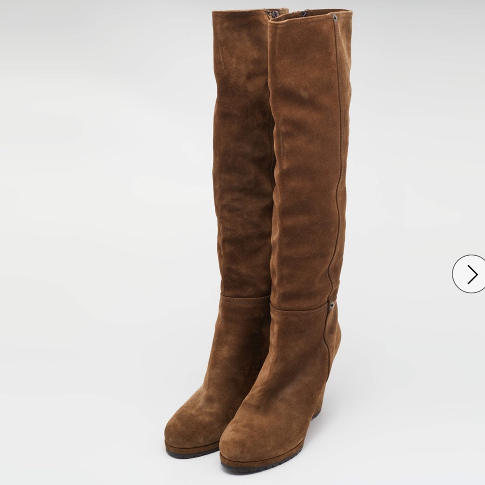 Prada Brown Suede Knee-High Boots